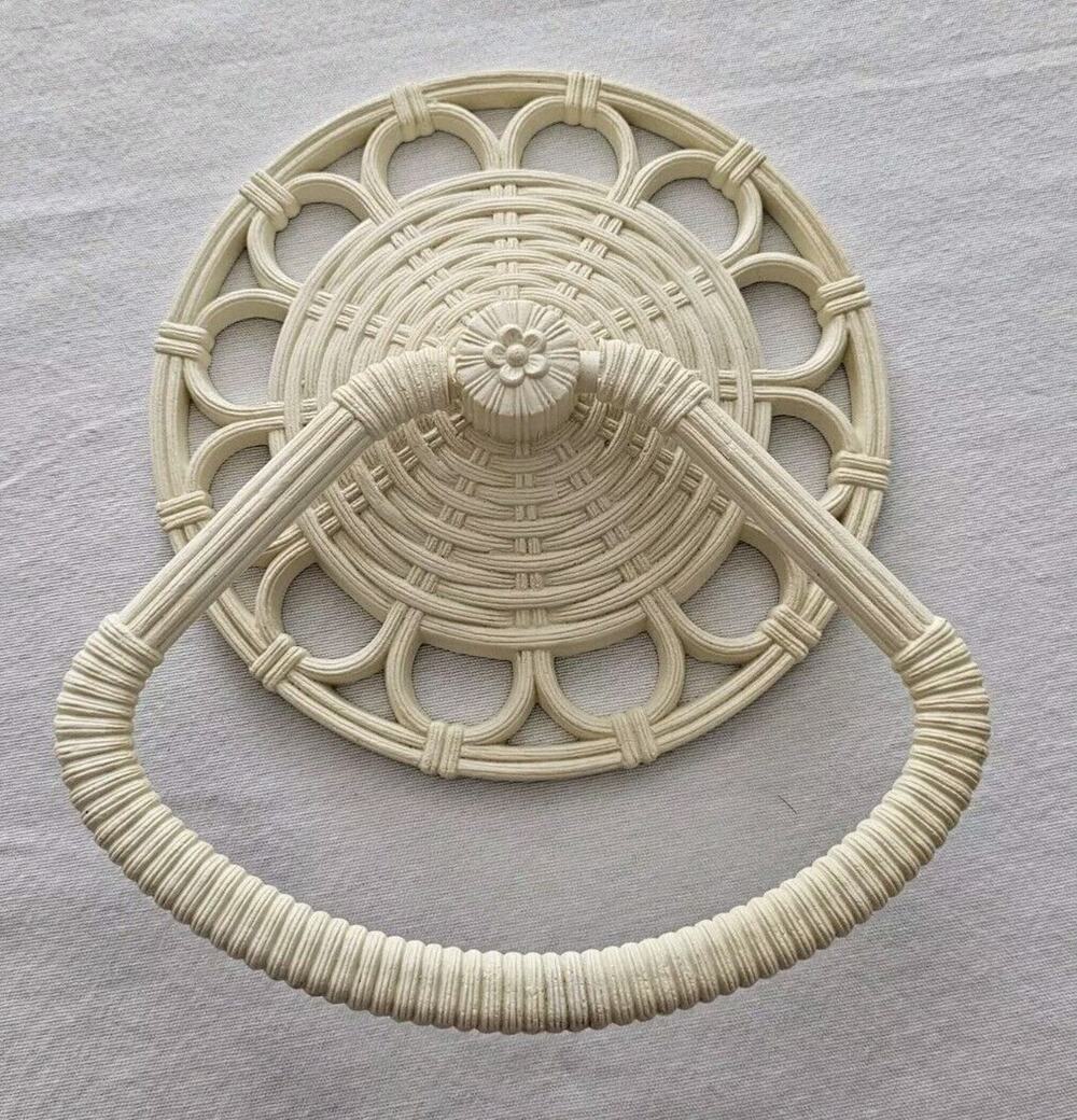 Vintage Homco Wall Towel Holder Faux Rattan Wicker 60's